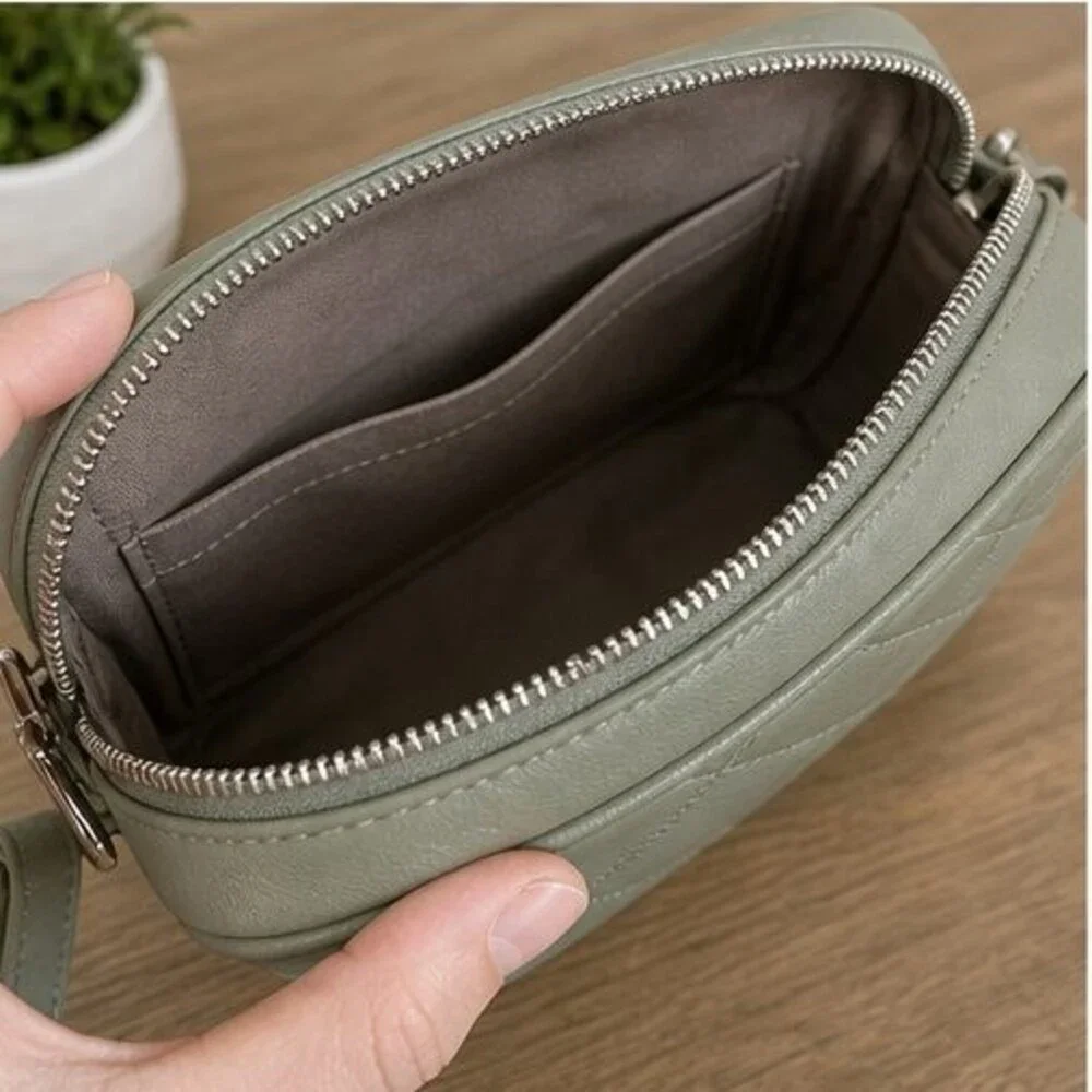 Sage Quilted Crossbody Bag